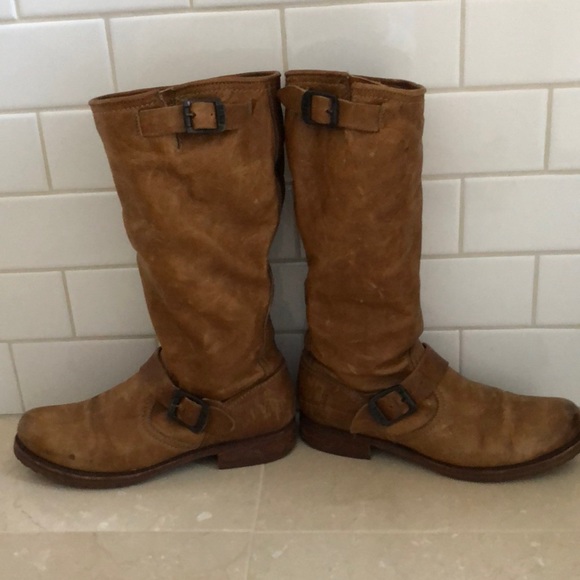 Frye Veronica Slouch Boots Camel Leather Size 8.5 - Picture 3 of 8
